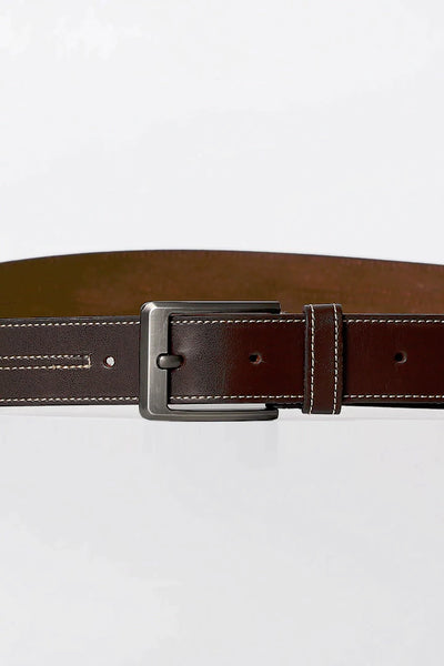 Coffee Pin Buckle Leather Belt