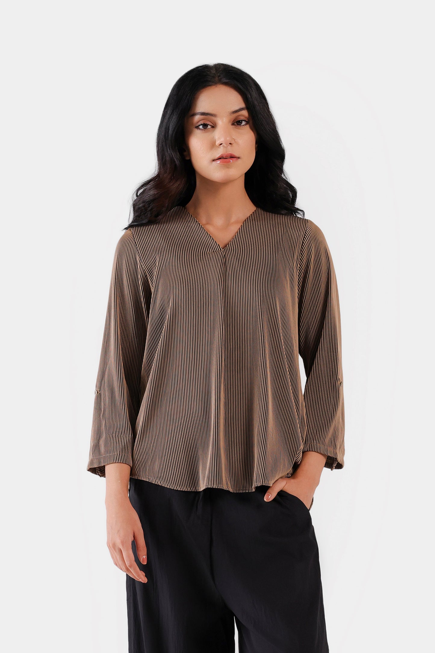 Textured V-neck Top - Cougar Clothing