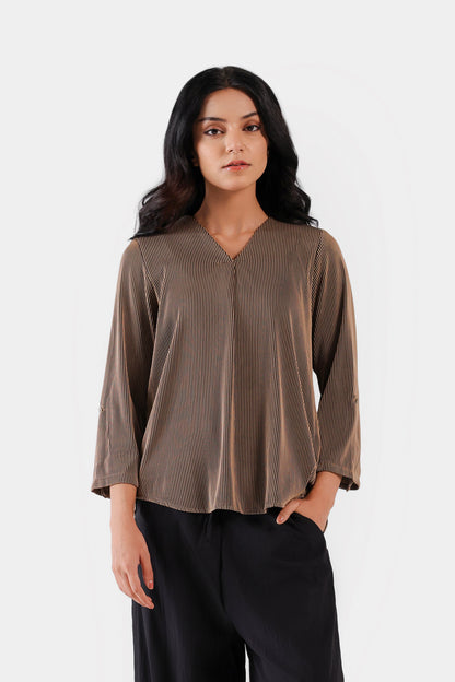 Textured V-neck Top - Cougar Clothing
