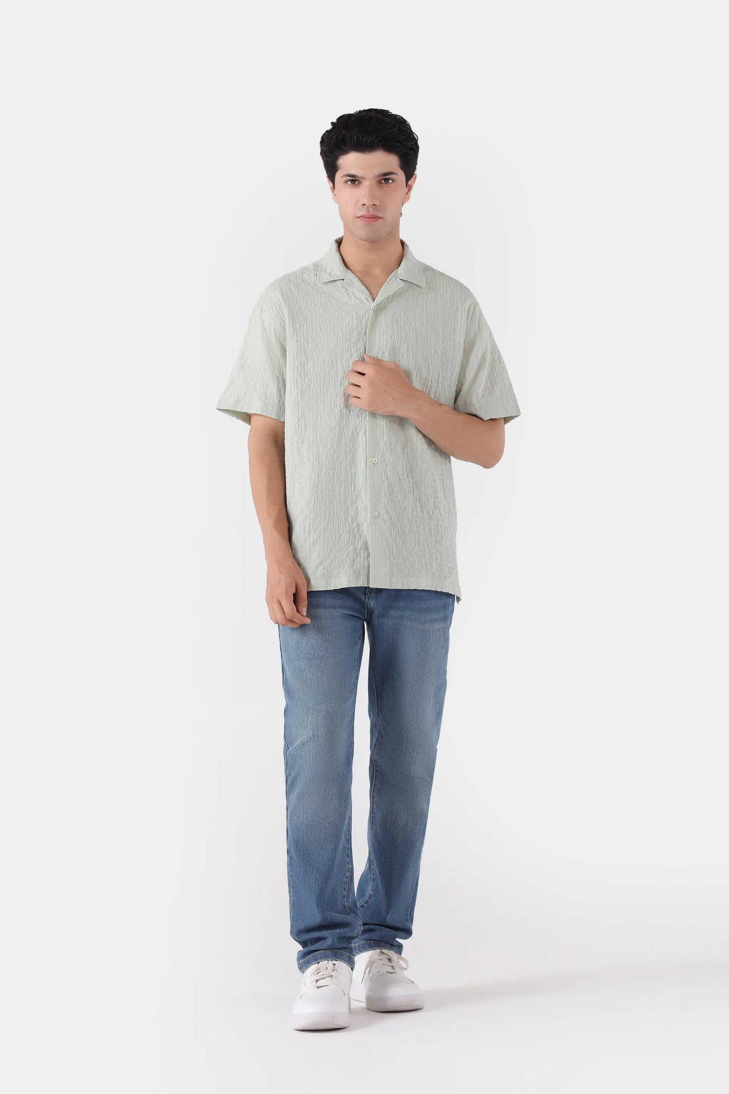 Relaxed Fit Seersucker Shirt - Cougar Clothing