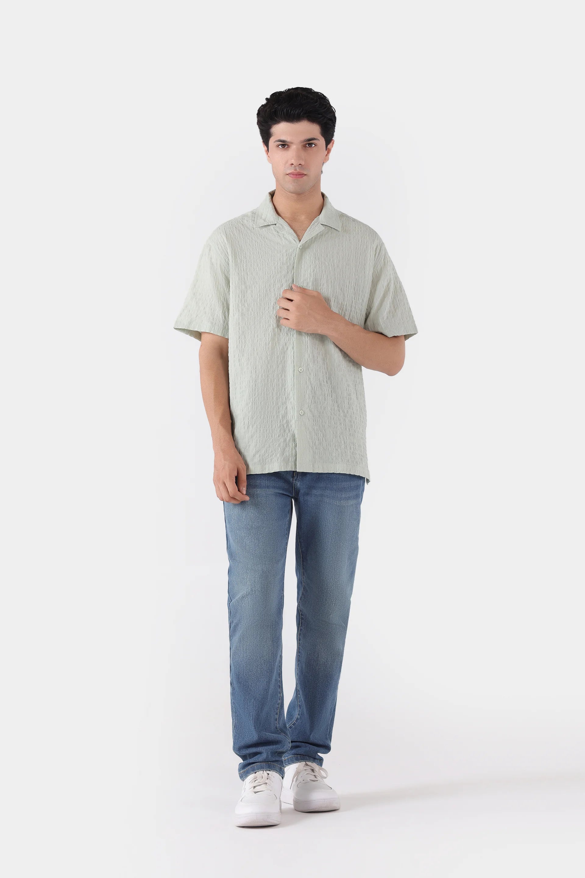 Relaxed Fit Seersucker Shirt - Cougar Clothing
