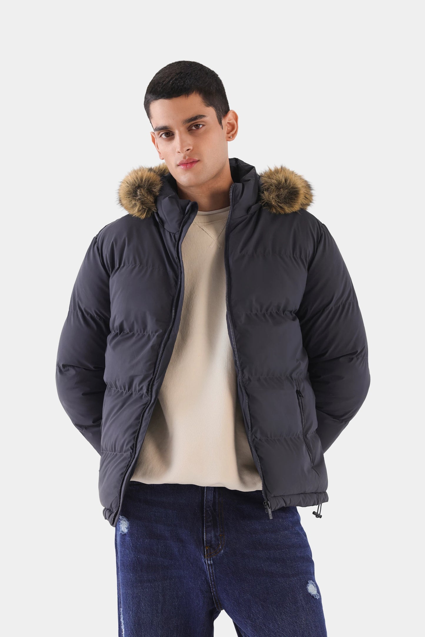 Faux Fur Quilted Puffer Jacket