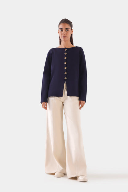 Cardigan With Golden Tone Buttons