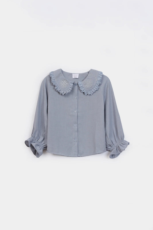 Bib Collar Embroidered Button-Down - Cougar Clothing