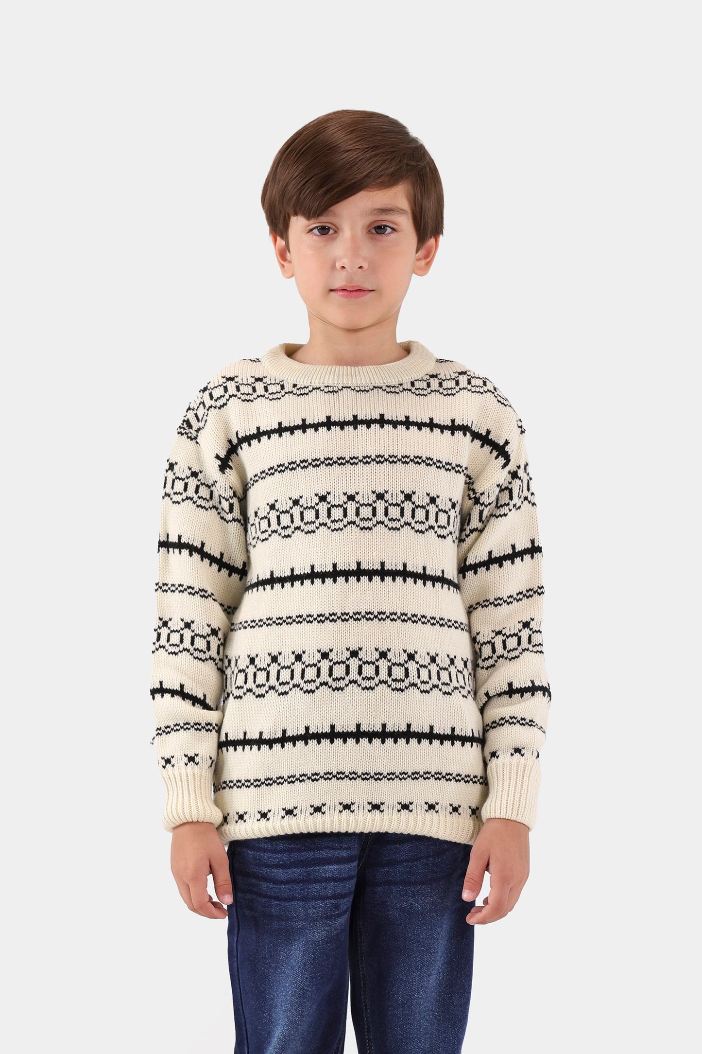 Contrast Pattern Knit Sweater - Cougar Clothing
