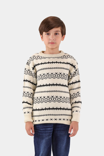 Contrast Pattern Knit Sweater - Cougar Clothing