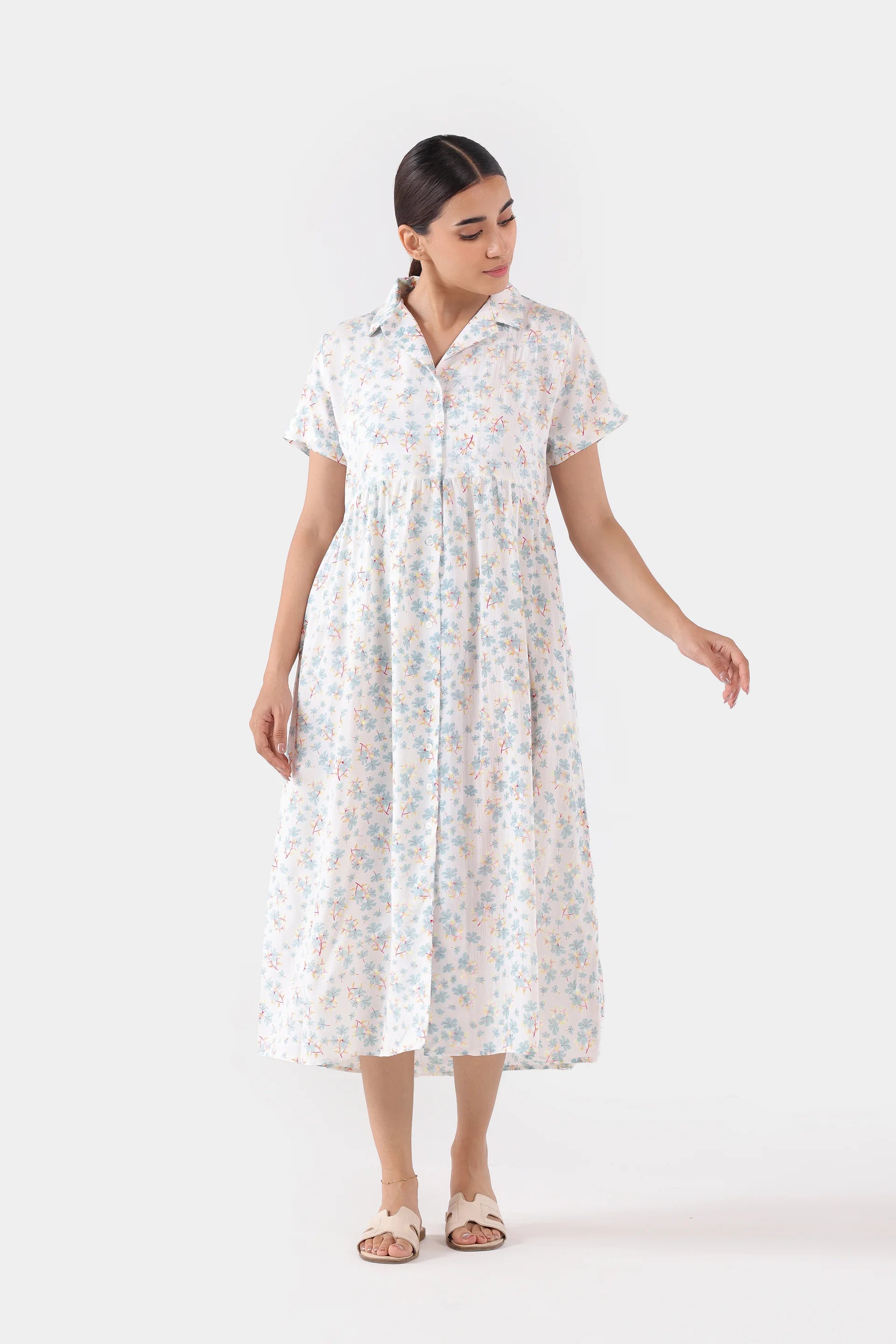 Printed Cotton Viscose Dress - Cougar Clothing