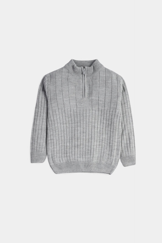 Rib Knit Quarter Zip Sweater - Cougar Clothing