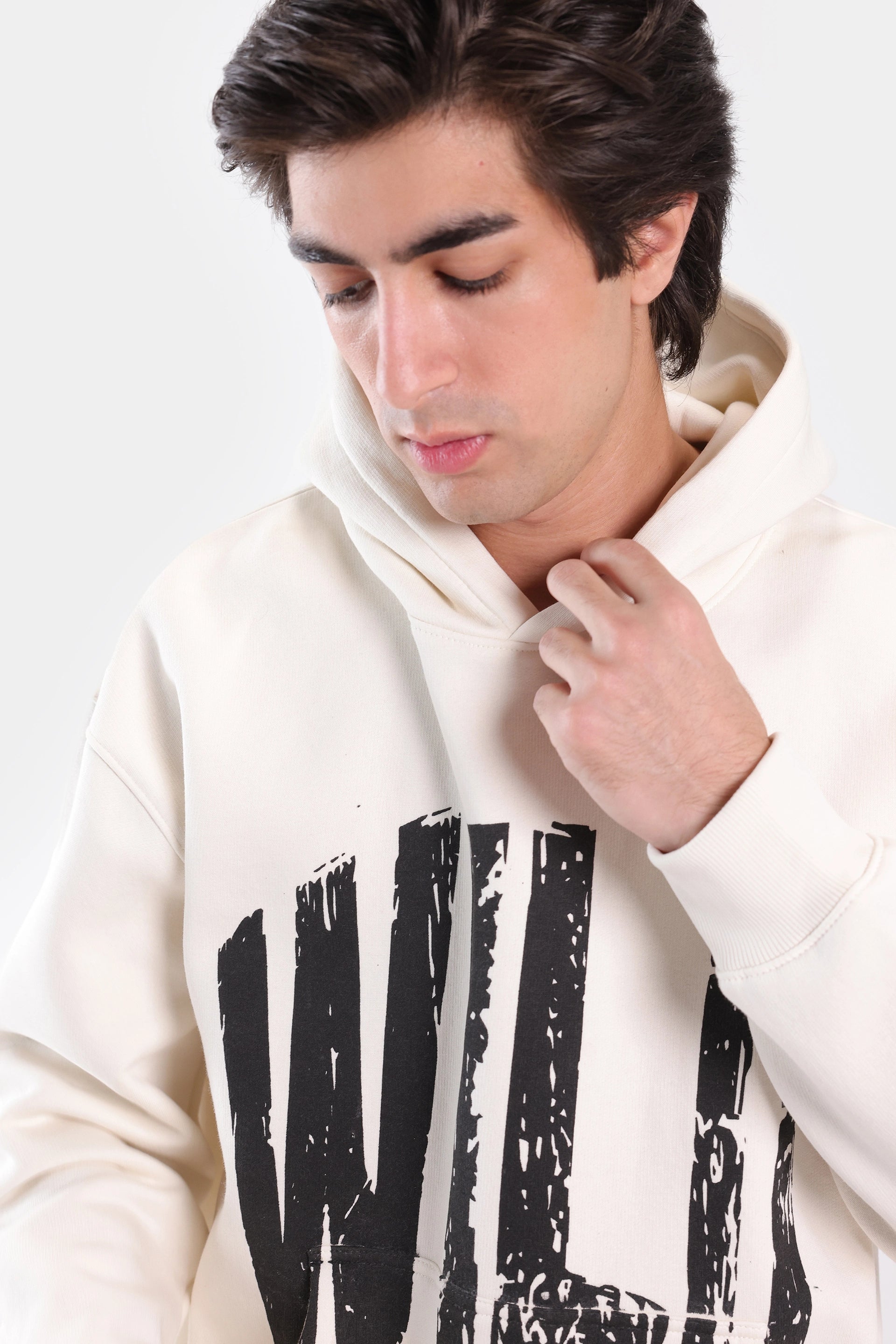 Text Print Fleece Hoodie - Cougar Clothing