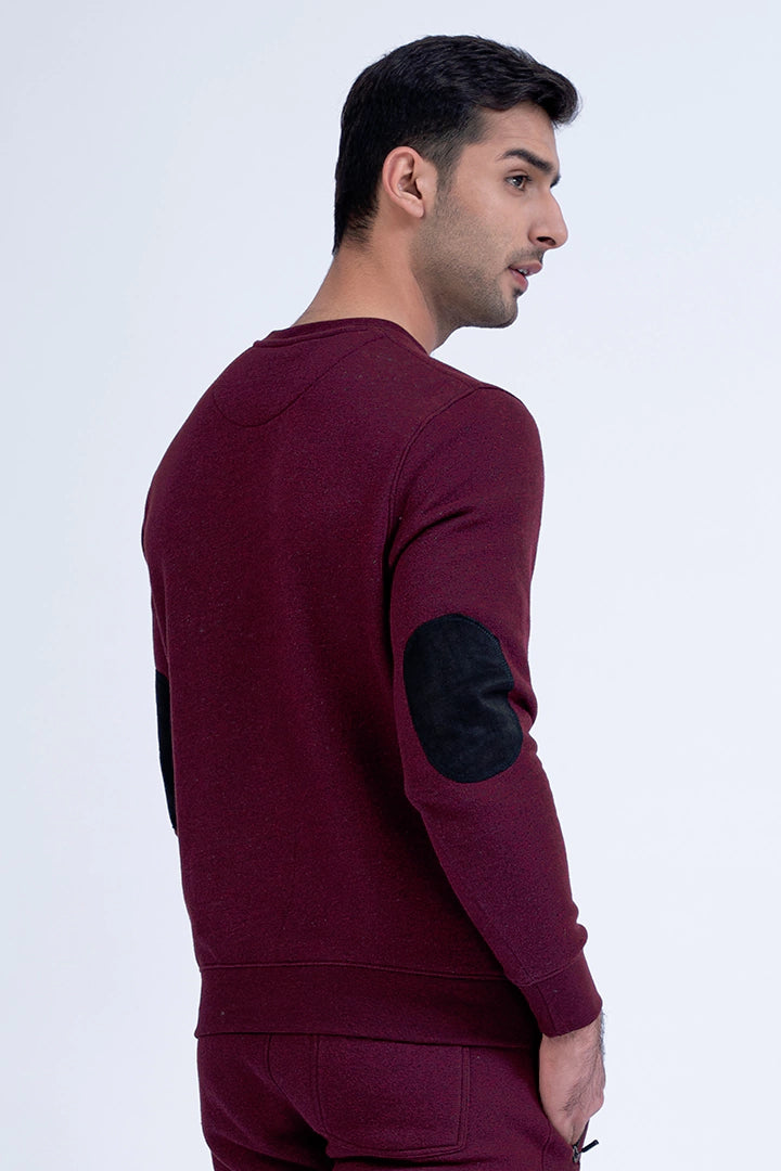 Wine Sweatshirt With Elbow Patches