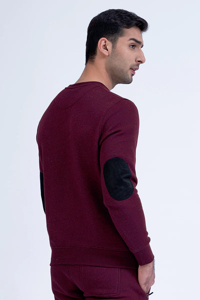 Wine Sweatshirt With Elbow Patches
