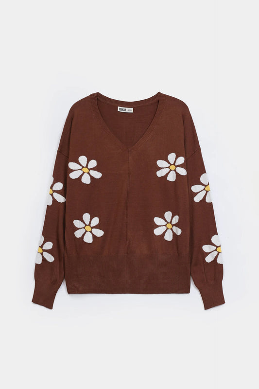 Daisy Jacquard Knit Sweater - Cougar Clothing