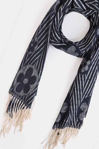 Contrast Striped Knit Shawl