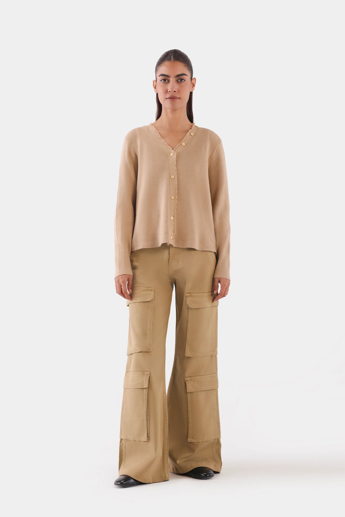 Frayed Placket Cardigan