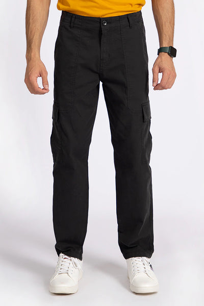 Black Cargo Relax Fit Trousers