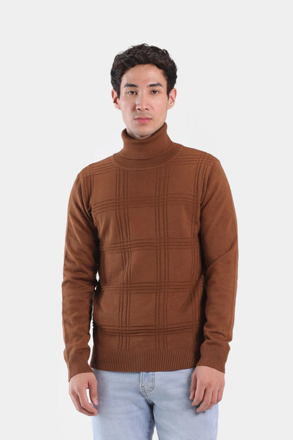 Roll Neck Square Knit Sweater - Cougar Clothing