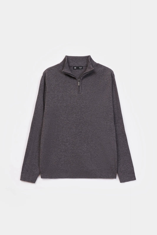 Rib Knit Quarter Sweater