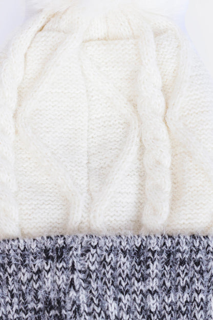 Two-Tone Pom-Pom Beanie - Cougar Clothing