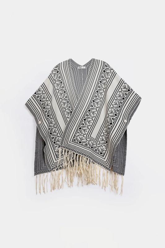 Geometric Knit Cape Shawl - Cougar Clothing