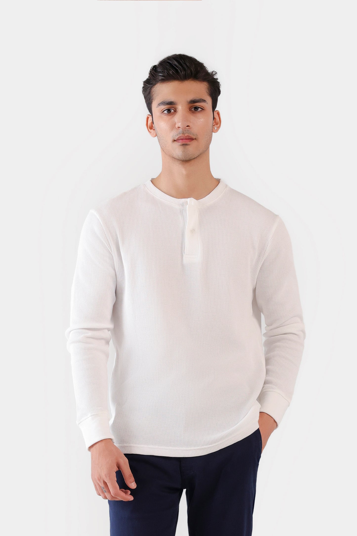 Waffle Knit Henley T-Shirt - Cougar Clothing