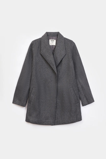 Wool Blend Coat With Lapel Collar - Cougar Clothing