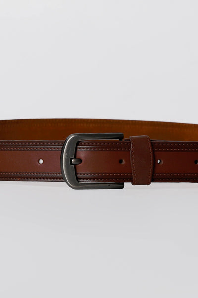 Red Contrast Border Leather Belt