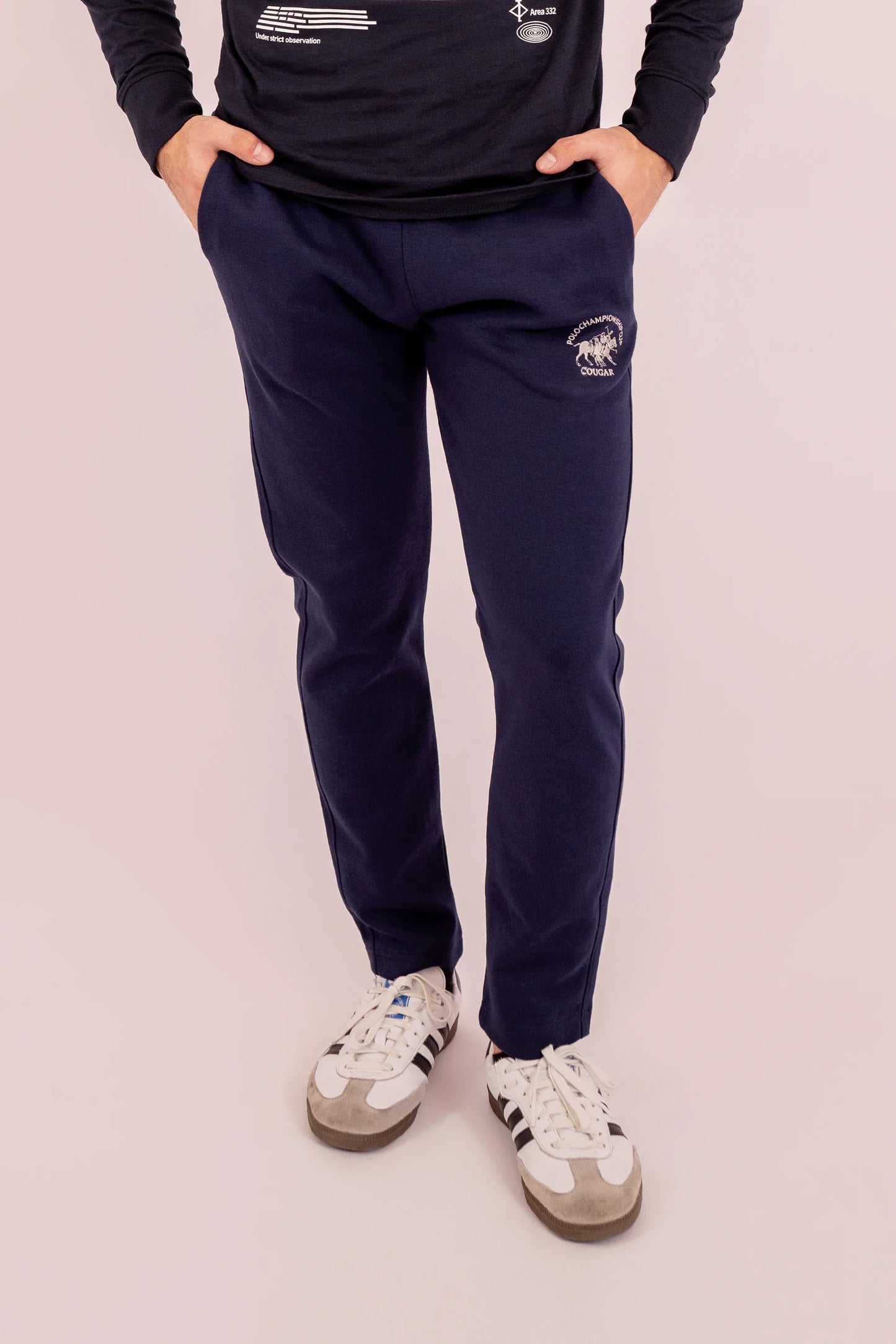 Slim Fit Trousers With Embroidered Badge - Cougar Clothing