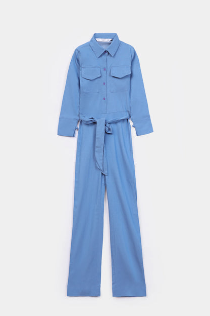 Flap Pocket Chambray Jumpsuit - Cougar Clothing