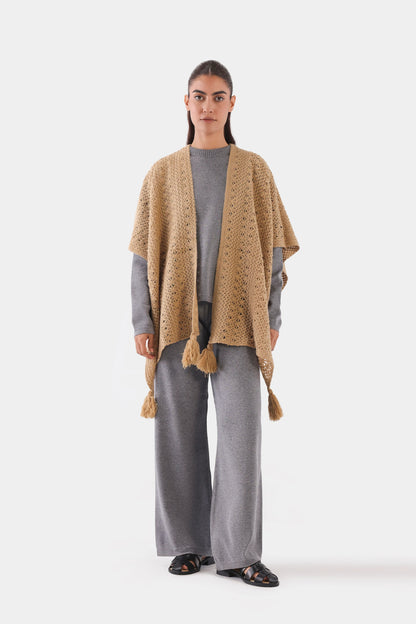 Cable Knit Cape Shawl