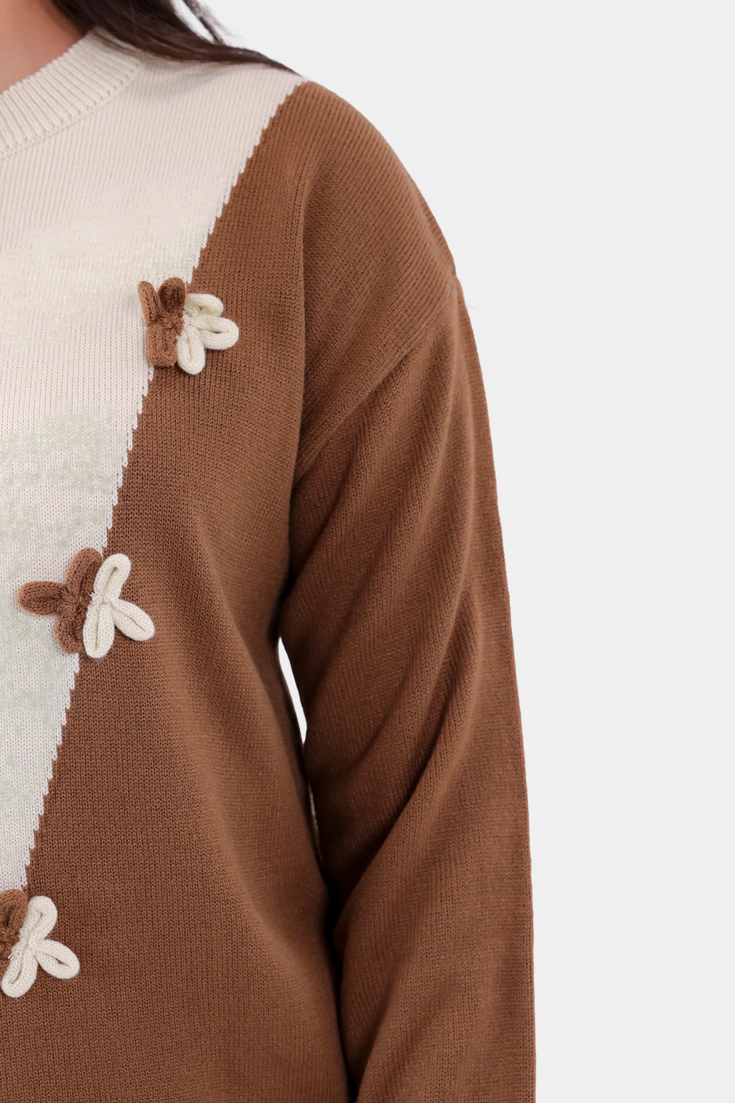 Color Block Bow-Detailed Sweater - Cougar Clothing