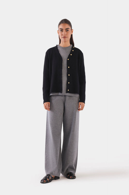 Frayed Placket Cardigan