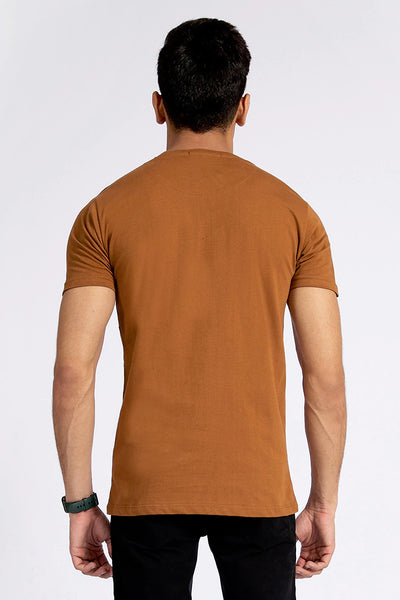 Brown Color Block T-Shirt