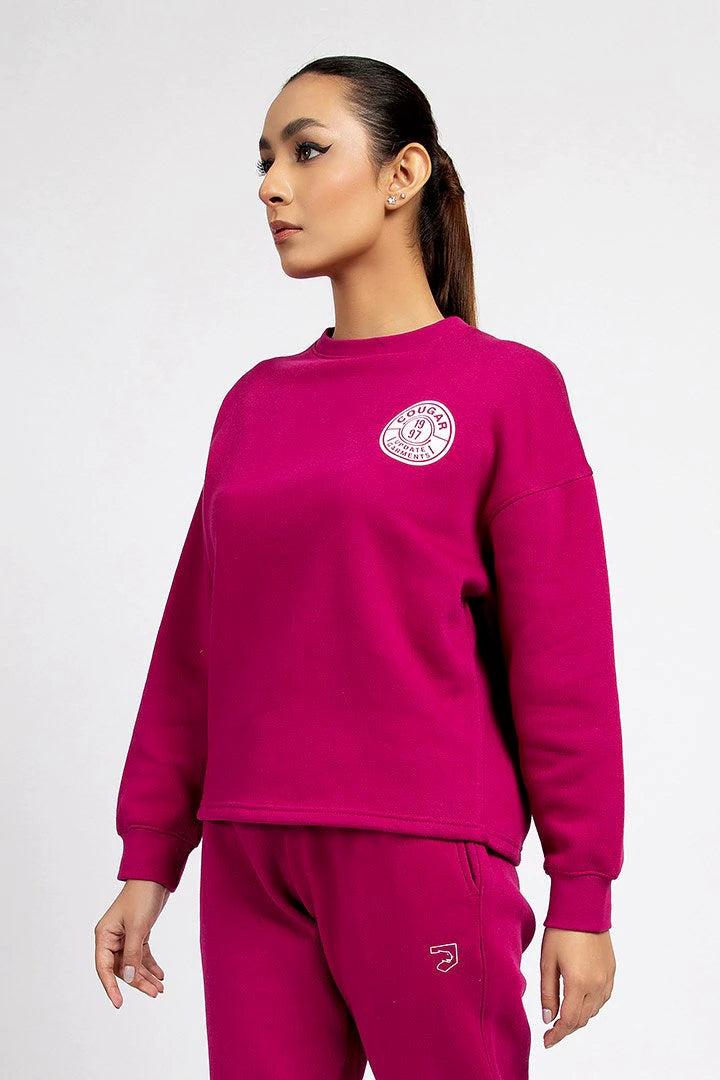 Magenta Crew Neck Oversized Sweatshirt
