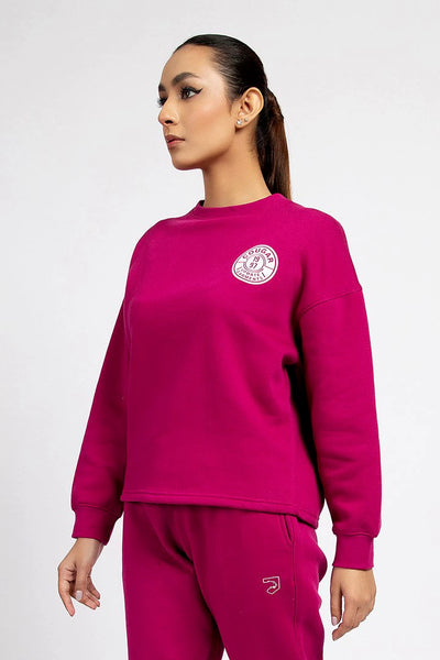 Magenta Crew Neck Oversized Sweatshirt