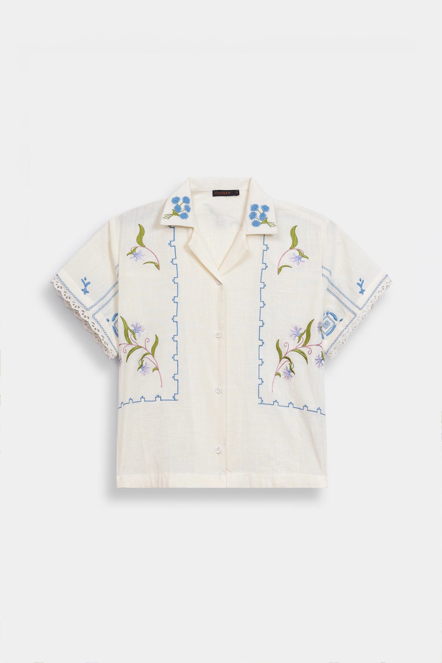 Cross Hatch Cotton Embroidered Shirt - Cougar Clothing
