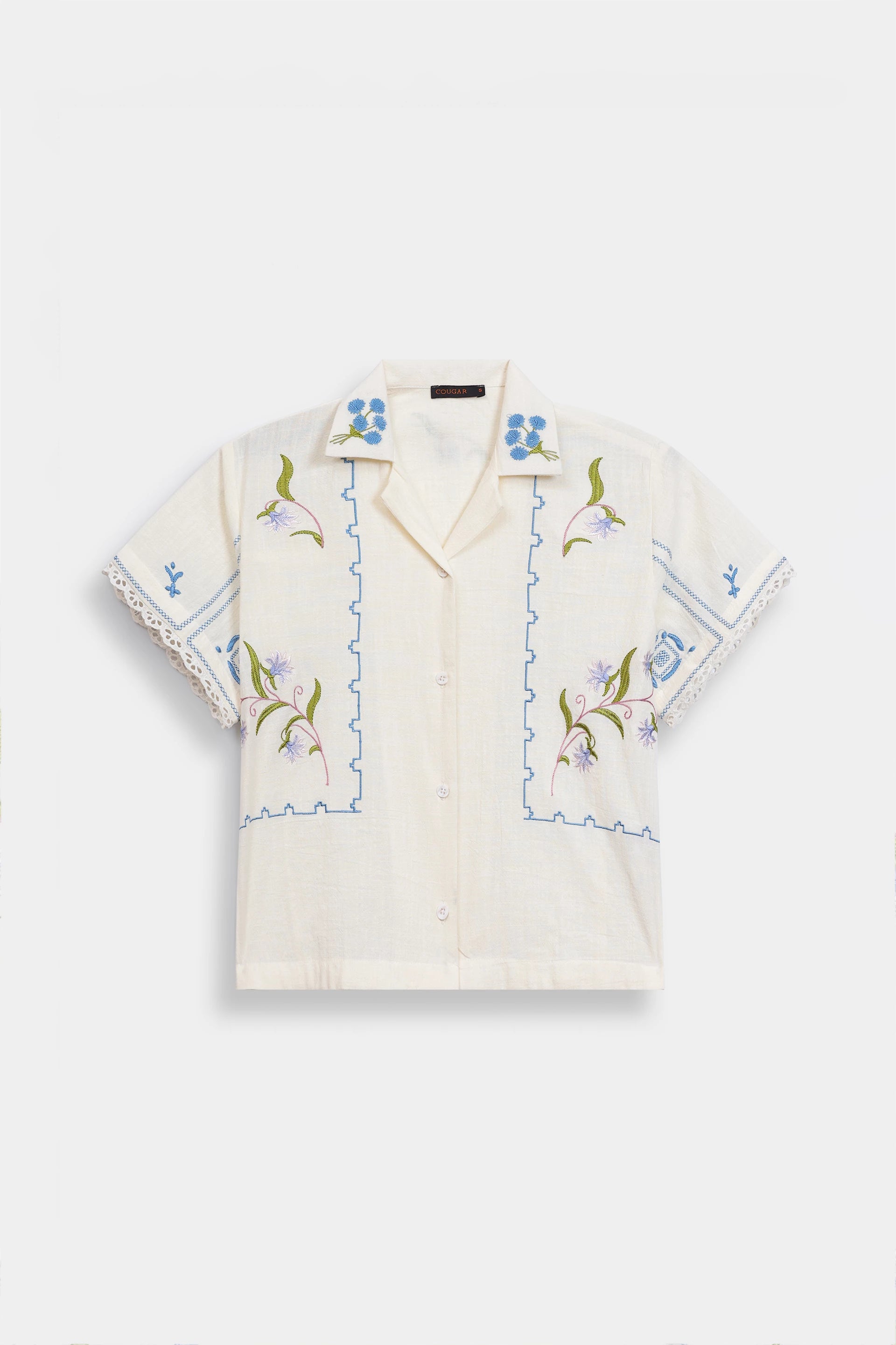 Cross Hatch Cotton Embroidered Shirt - Cougar Clothing