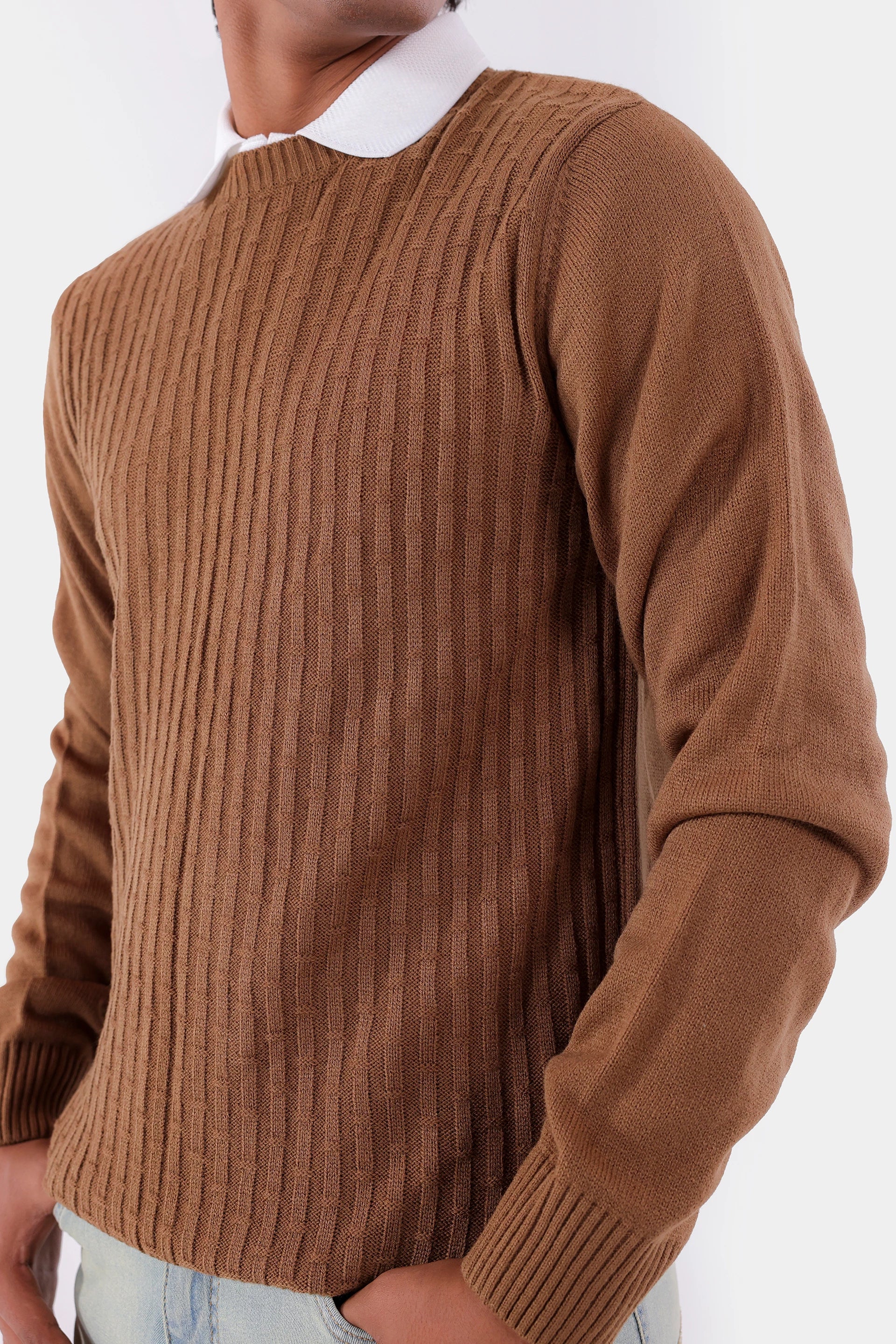Ribbed Textured Knit Sweater - Cougar Clothing