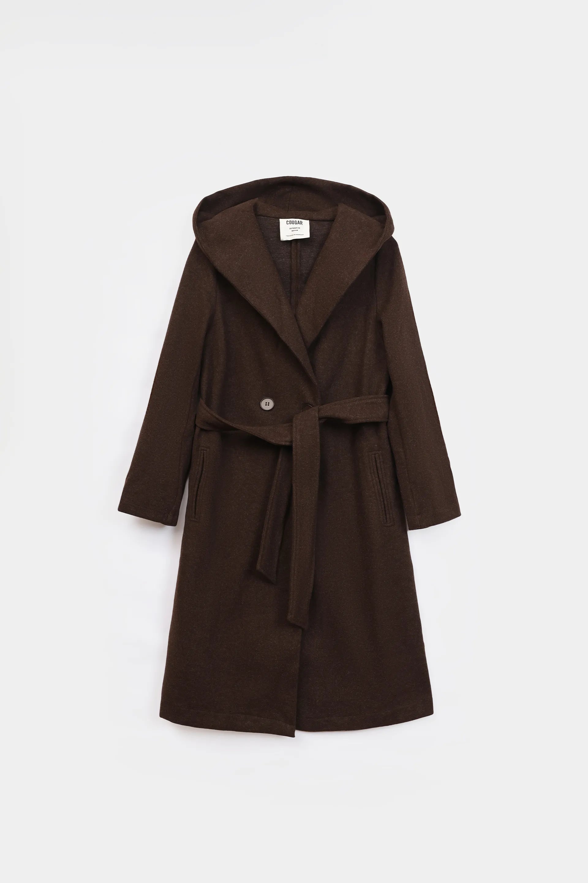 Hooded Belted Coat - Cougar Clothing