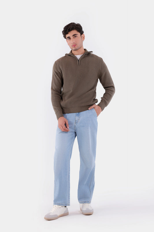 Mock Neck Knitted Sweater - Cougar Clothing