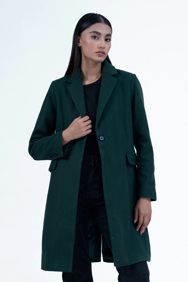 Green Single Breasted Coat