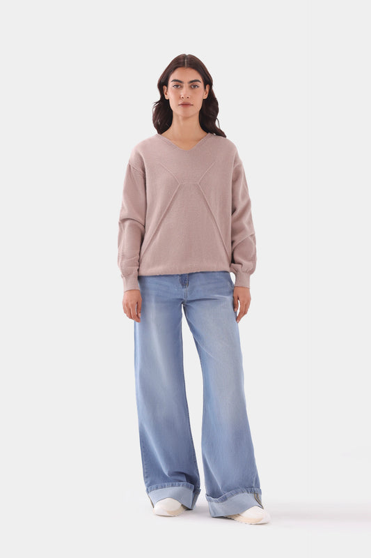 Sweater With Knit Lines