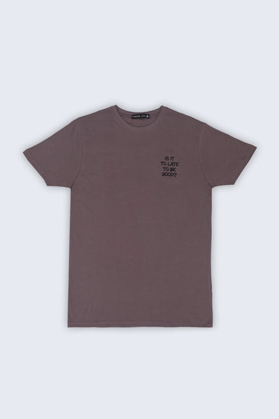 Mink Embroidered Text T-Shirt