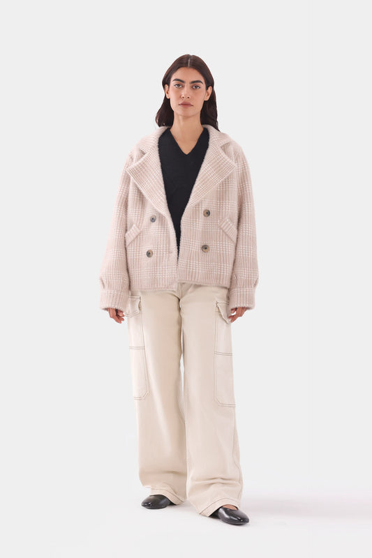 Double-Breasted Knit Cardigan