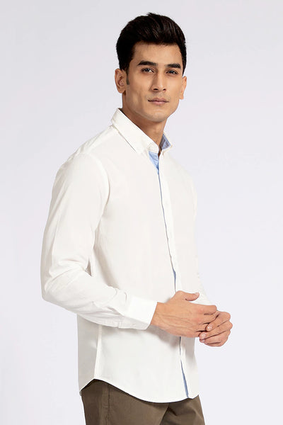 White Regular Fit Casual Shirt