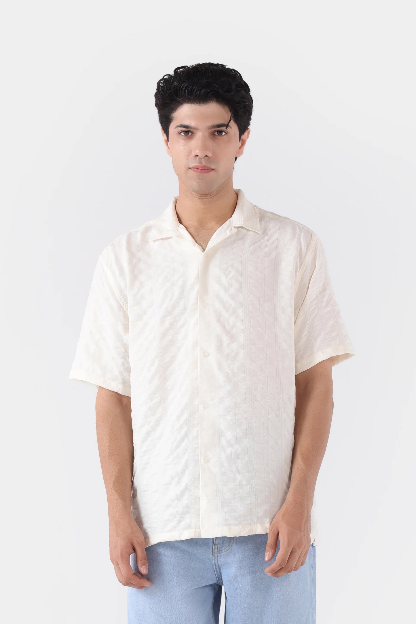 Relaxed Fit Seersucker Shirt - Cougar Clothing