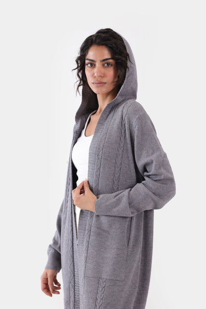 Hooded Fine Gauge Knit Cardigan - Cougar Clothing