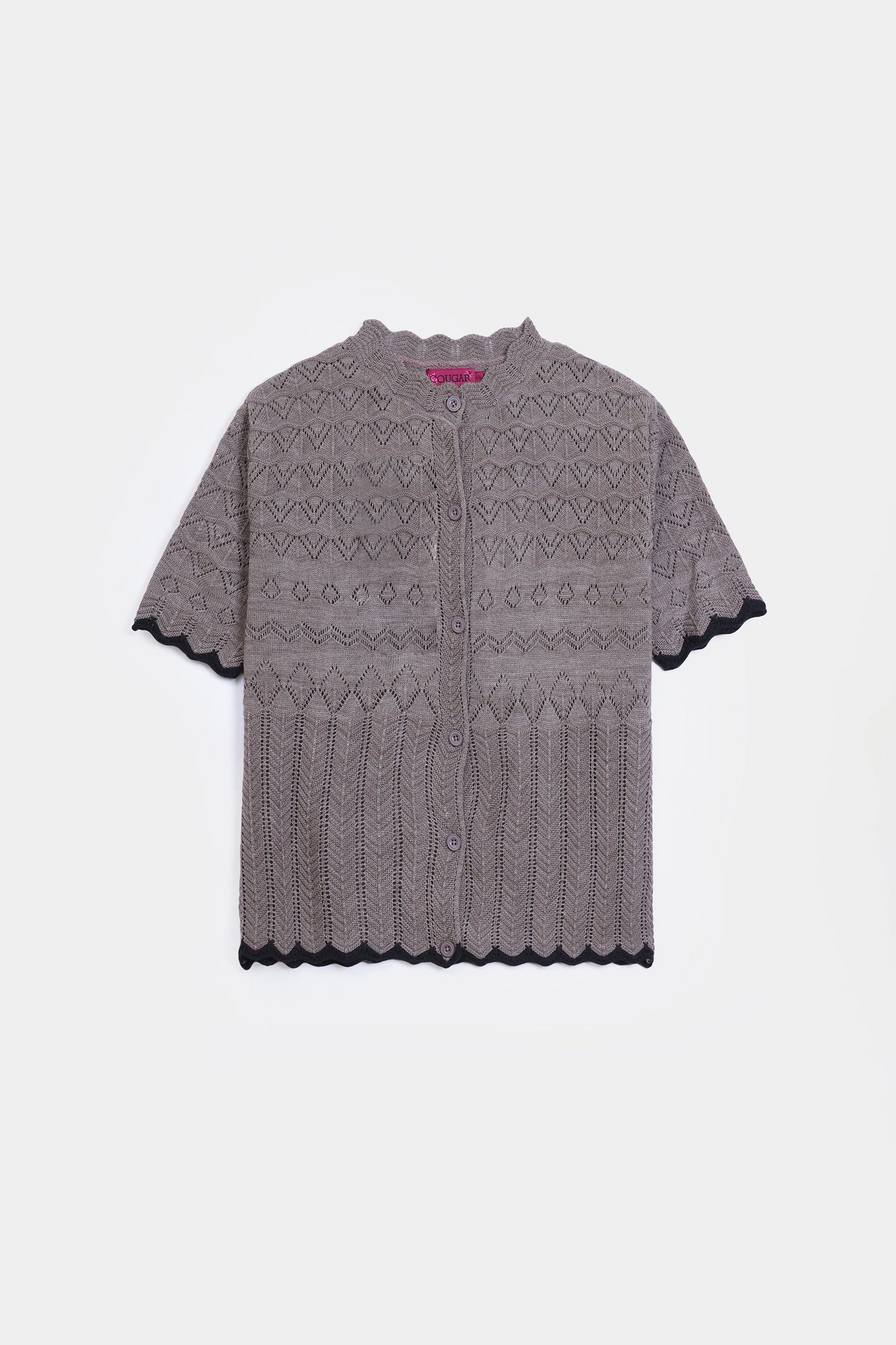 Scalloped Crochet Knit Cardigan - Cougar Clothing