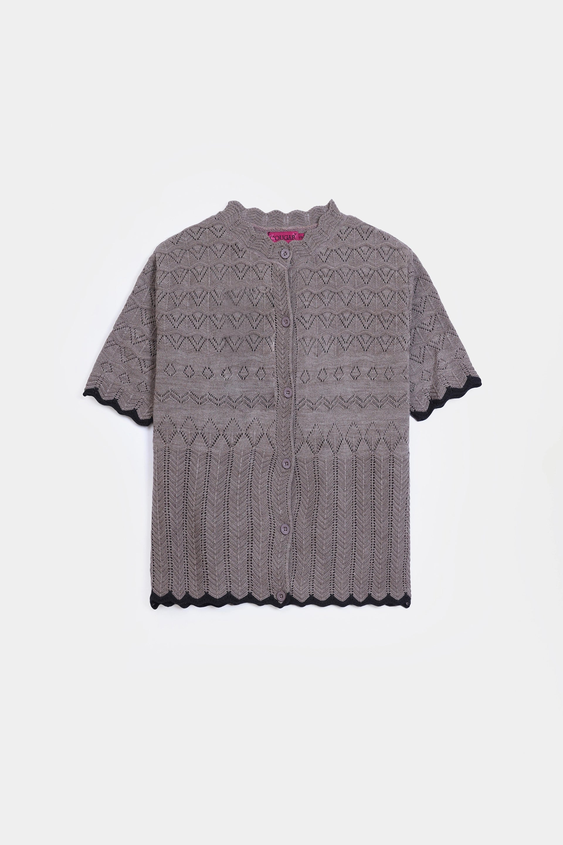 Scalloped Crochet Knit Cardigan - Cougar Clothing