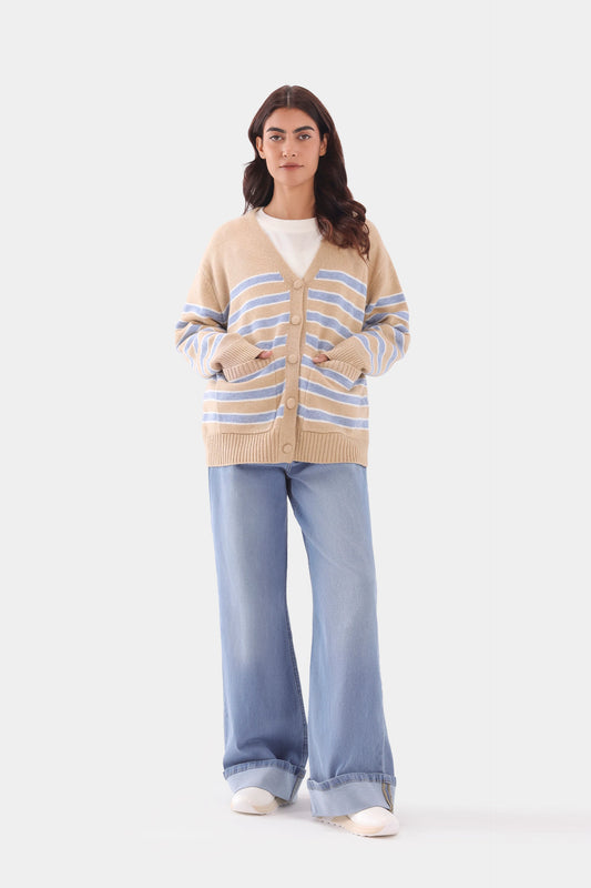 Contrast Striped Cardigan