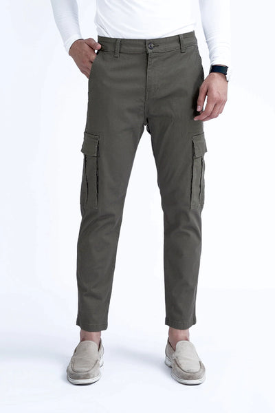 Olive Slim Fit Cargo Woven Trousers